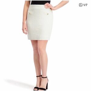 NWT French Connection Ivory Textured Knit Pencil Mini Skirt XXL